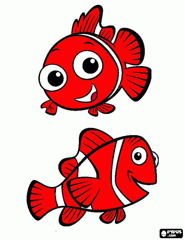 nemo y su papa el pes payaso para colorear