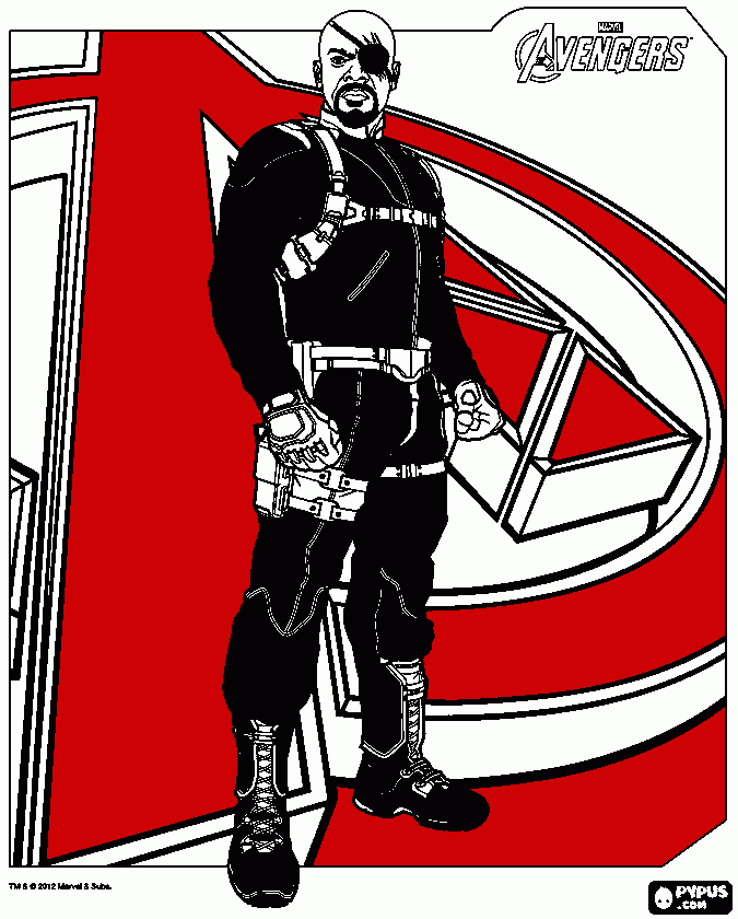nick fury para colorear