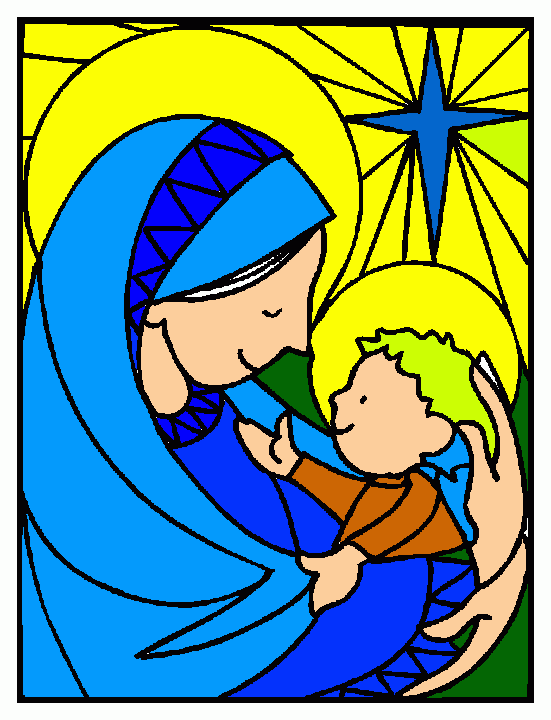 nino jesus y la vijen maria para colorear