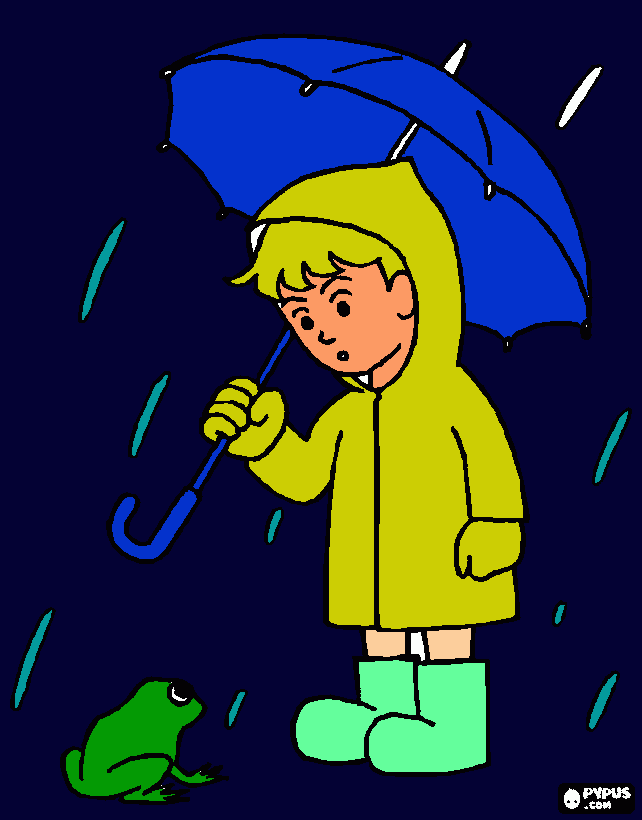 NIÑO CON SOMBRILLA para colorear