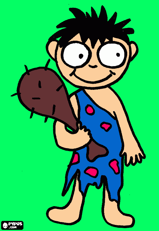 NIÑO CROMAGNON CON GARROTE para colorear