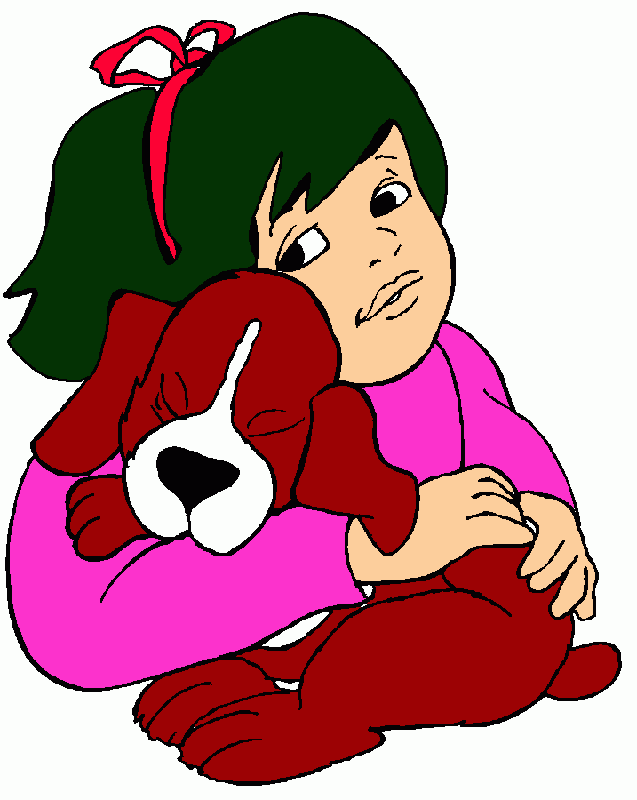 niña abrazando perro para colorear