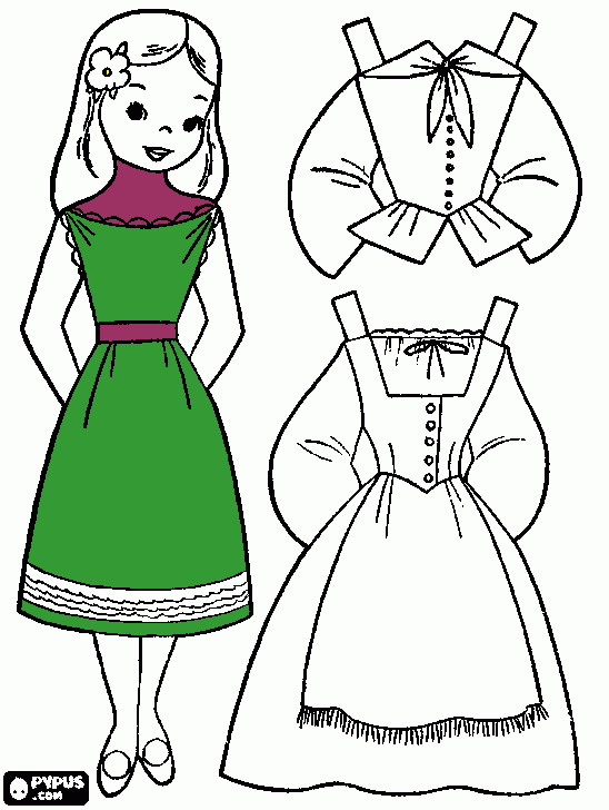 Niña con vestidos italianos para colorear