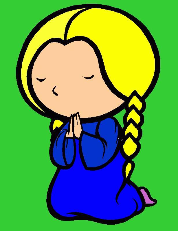 niña orando para colorear