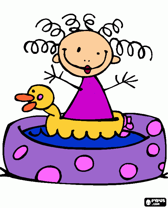 niña piscina para colorear