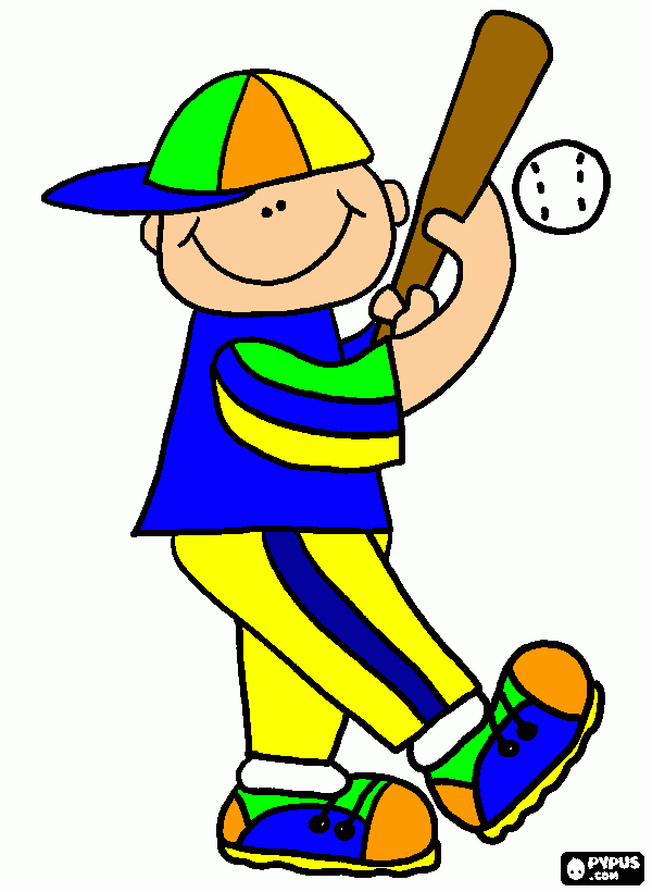 niño beisbolista bateando para colorear