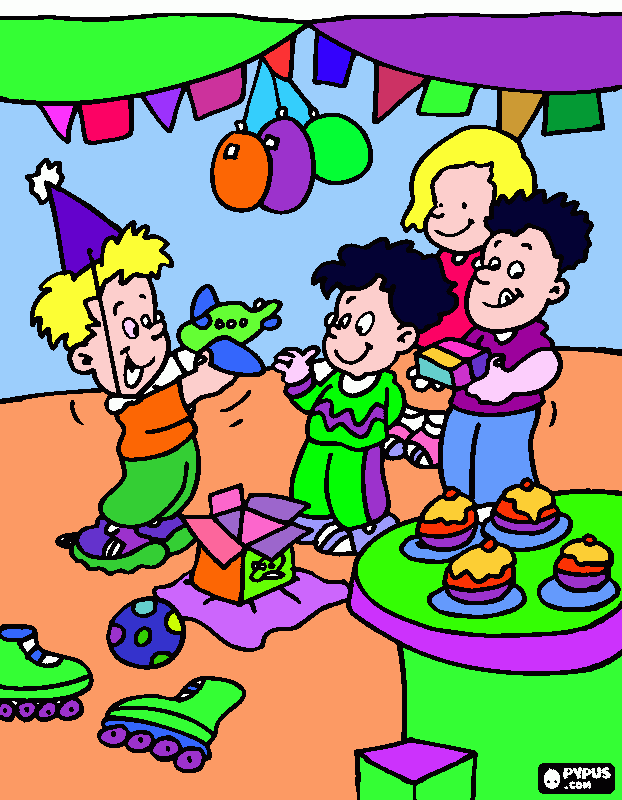 niño cumpliendo años para colorear