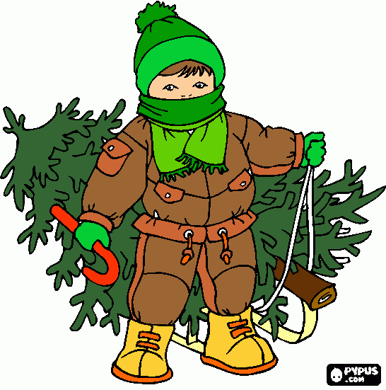 Niño de arbol de navidad!!! para colorear