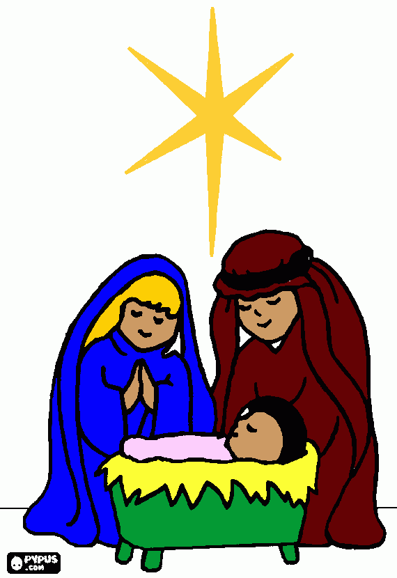 niño jesus maria y dios para colorear