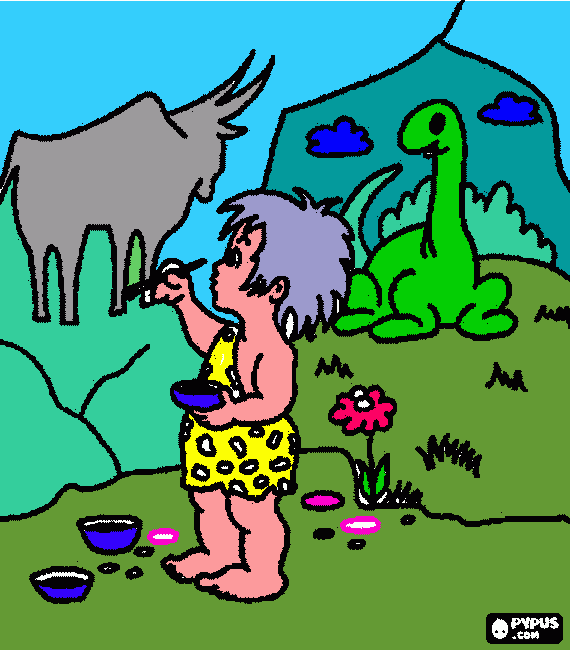 Niño pintando en la pared para colorear