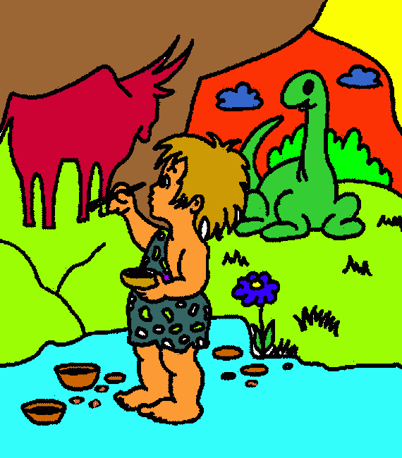niño pintor prehistorico para colorear