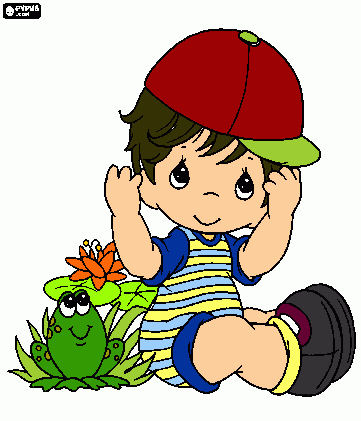 niño sentado para colorear