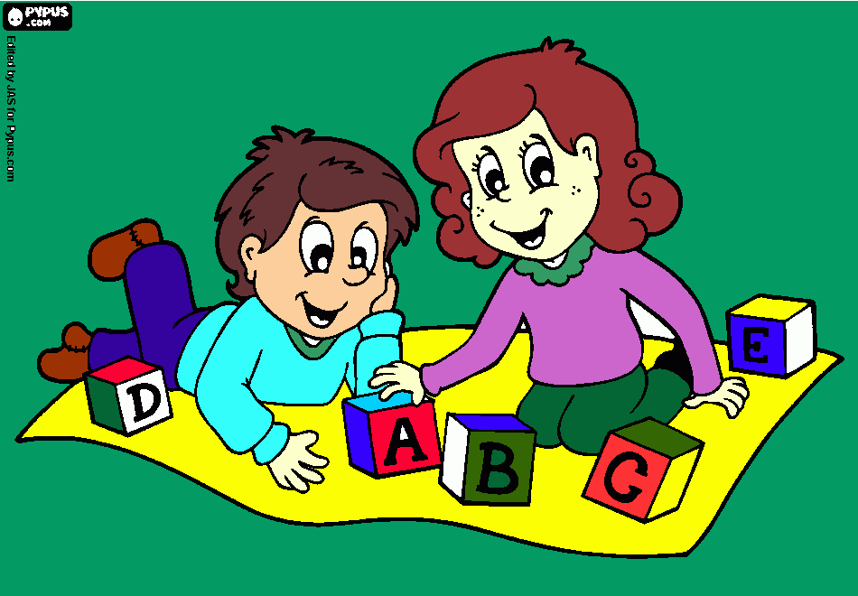 niños en el jardin para colorear