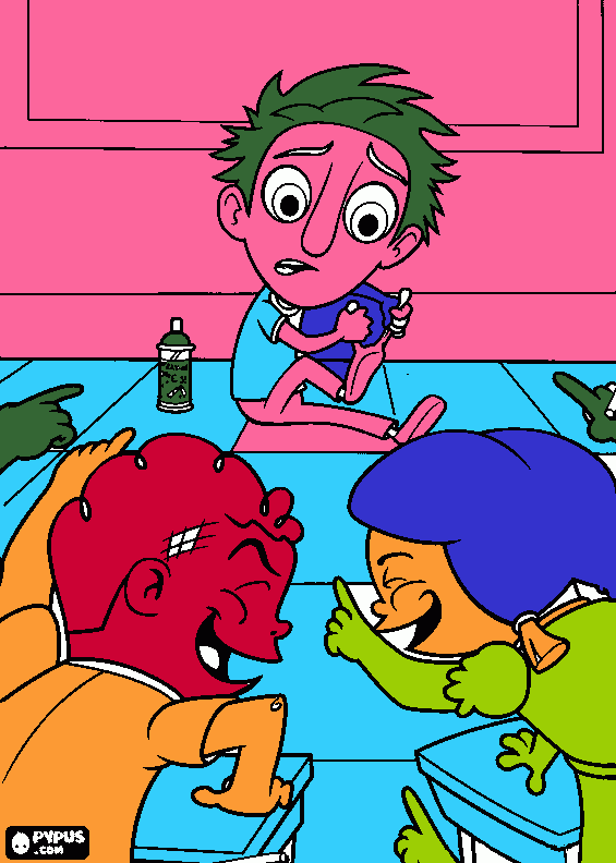 niños riendose para colorear