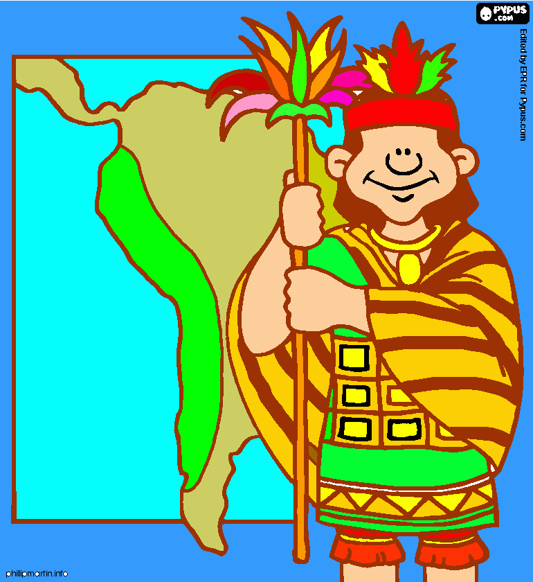 Noble Inca y Mapa Tahuantinsuyo para colorear