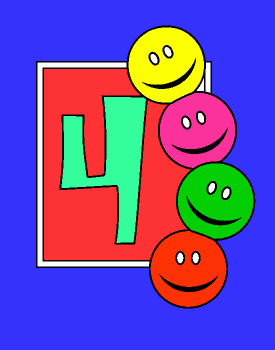 NUMERO CUATRO para colorear