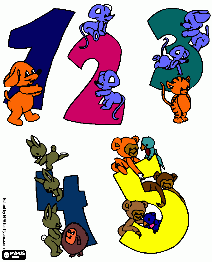numeros con monitos para colorear