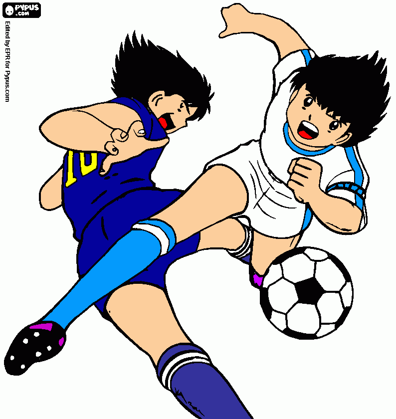 Oliver jugando futbol para colorear