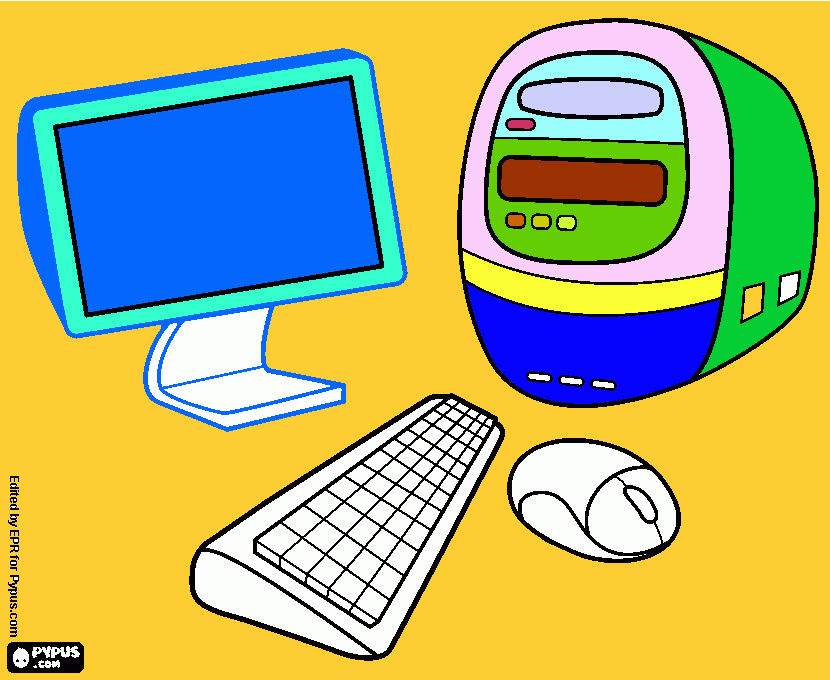 ordenador y monitor coloreados para colorear