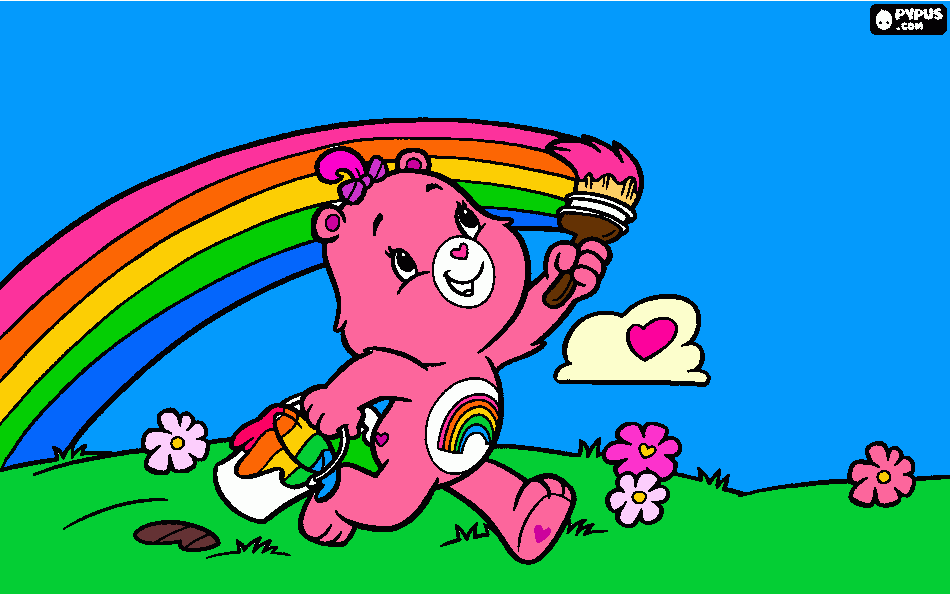 osito amoroso del arcoiris para colorear