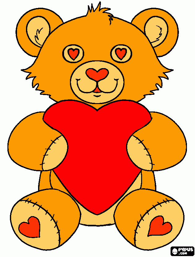 osito corazon para colorear