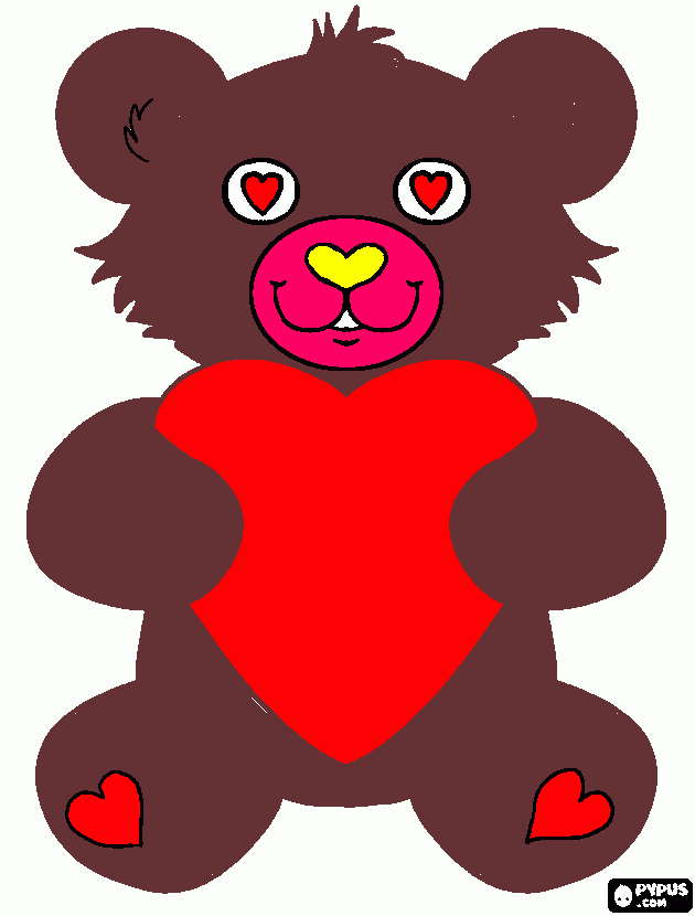 osito de peluche con un corazon  para colorear
