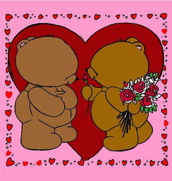 OSITOS EN SAN VALENTIN para colorear