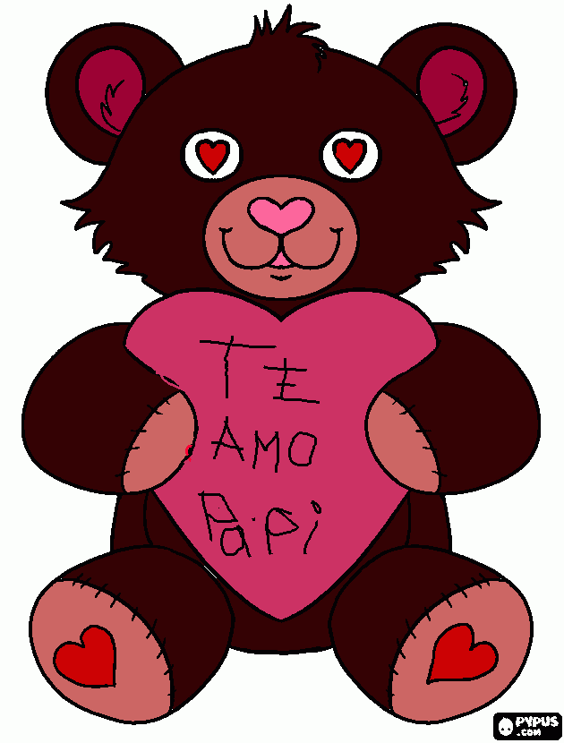 oso c/corazon para colorear