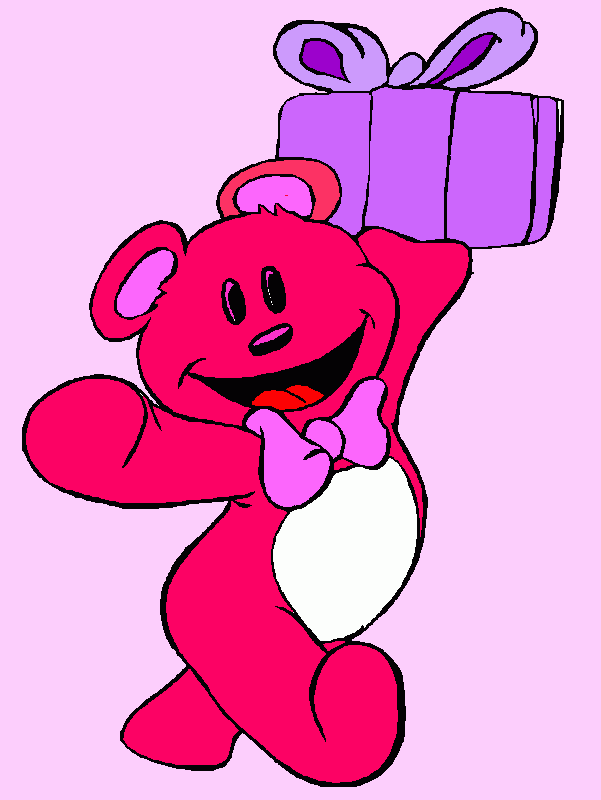 oso de peluche dando un regalo para colorear