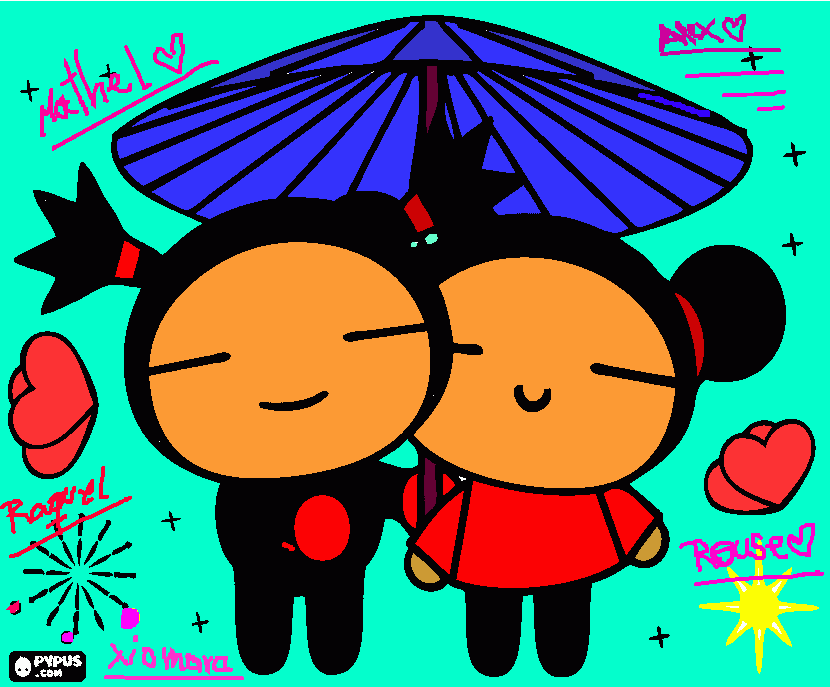 P y G - Pucca y Garu para colorear