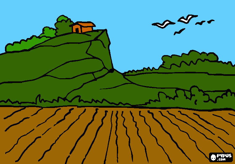 paisaaje de rancho para colorear