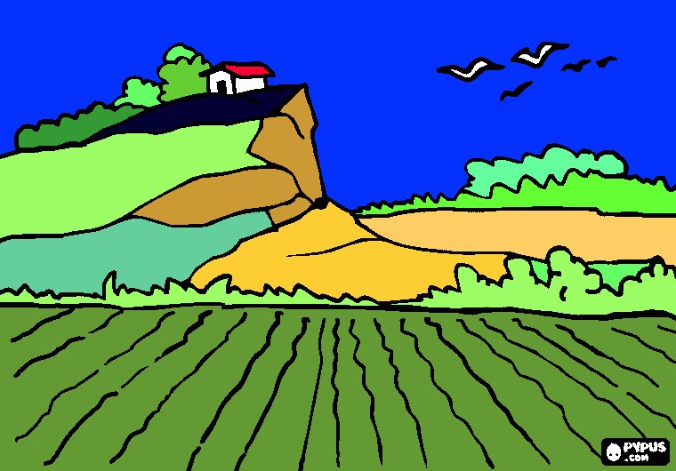 paisaje campestre para colorear
