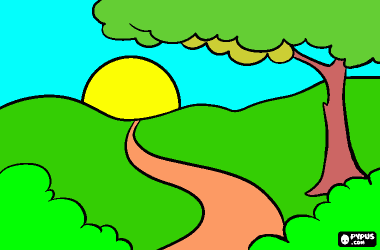 paisaje cuento para colorear