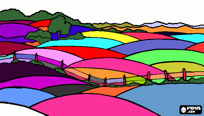 paisaje de colores para colorear