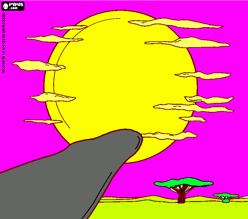 paisaje de sabana o llanura para colorear