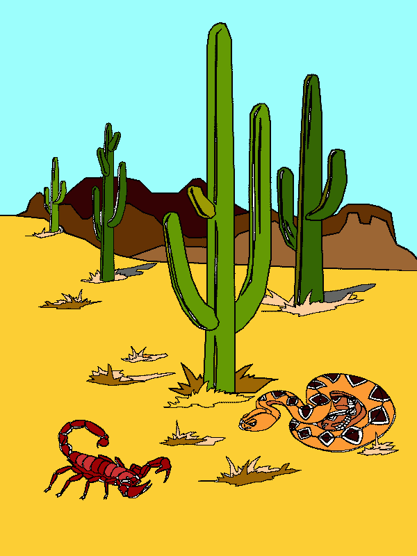 paisaje desierto para colorear