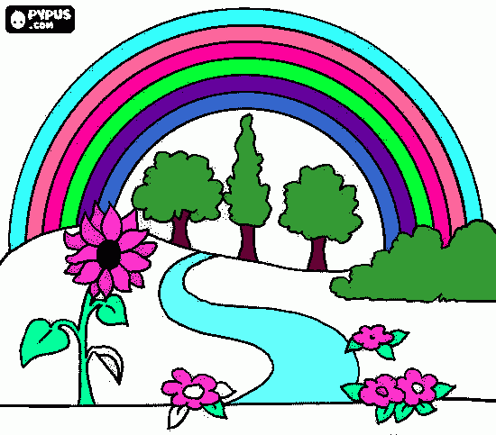 paisaje en primavera para colorear