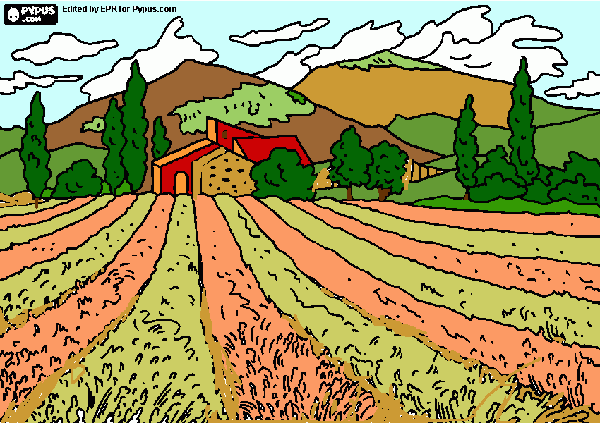 paisaje granja para colorear