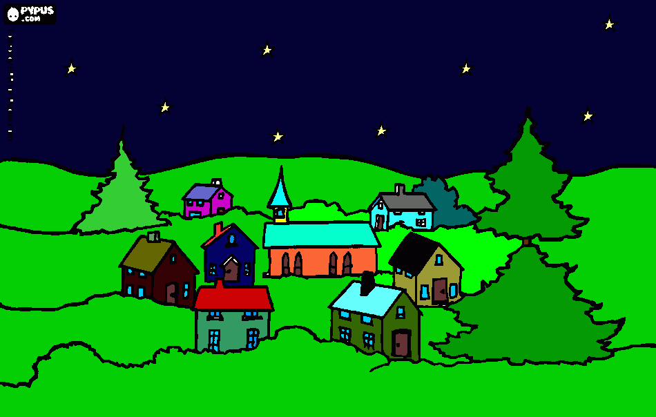 Paisaje Navideño para colorear