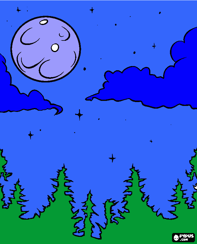 paisaje noche para colorear
