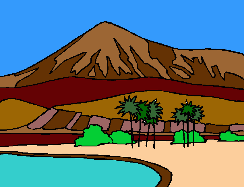 paisaje oasis para colorear