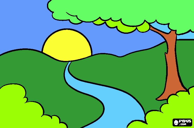 Paisajes para niños para colorear