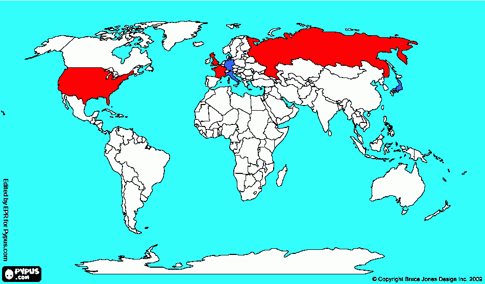 paises segunda guerra mundial para colorear
