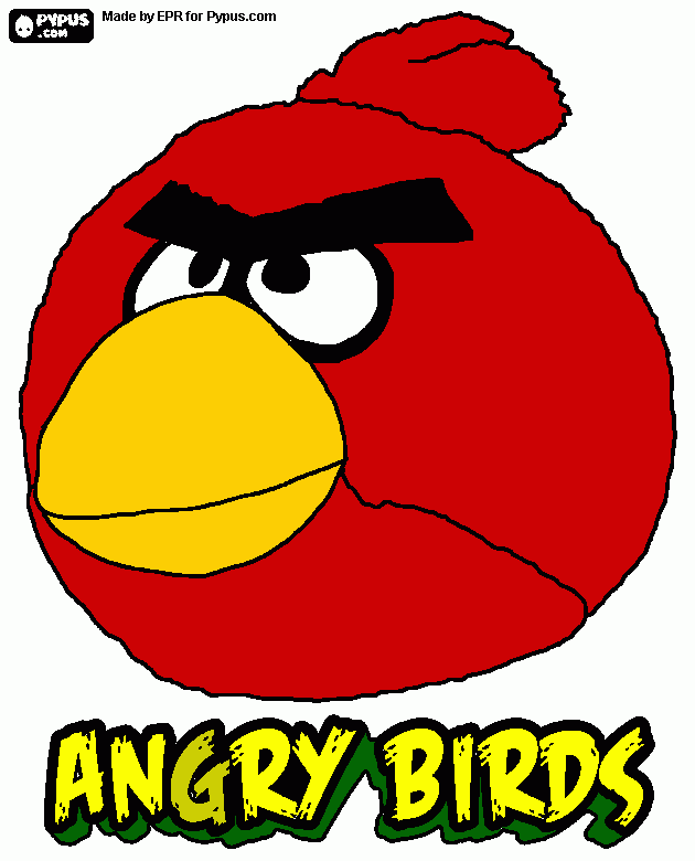 pajaro rojo de angry birds para colorear