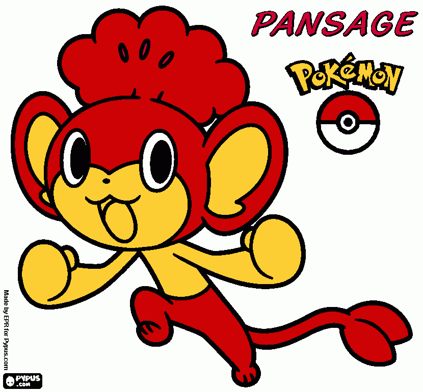 Pansage, tipo fuego para colorear