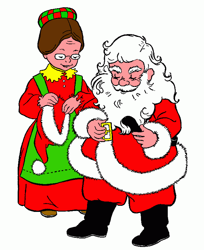 PAPA NOEL CON SU ESPOSA LA SEÑORA CLAUS para colorear