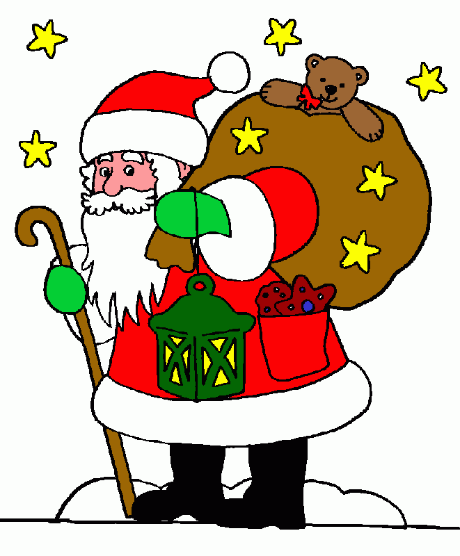 PAPA NOEL ENTREGANDO REGALOS para colorear