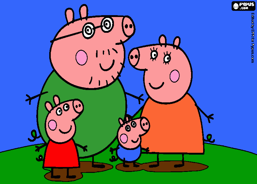 papa pig nata  para colorear