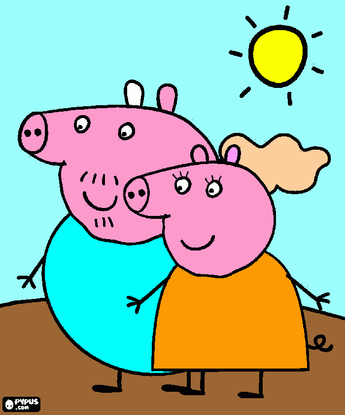 papa pig y mama pig  para colorear