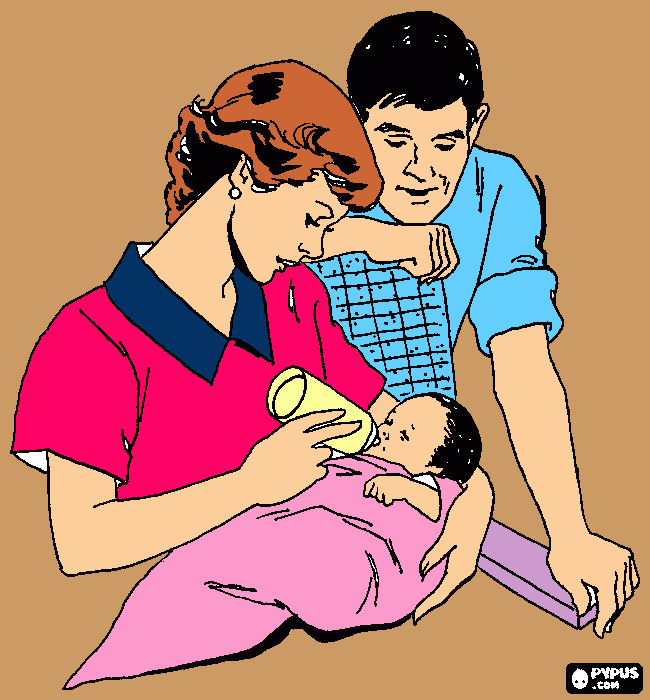 papa,mama y rocio bebe para colorear